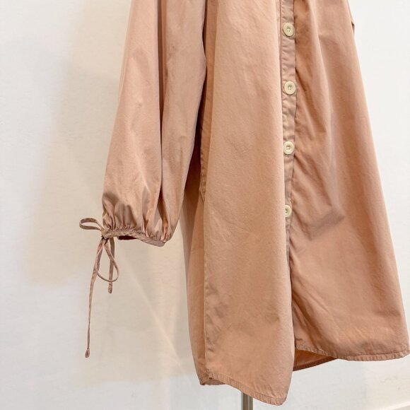 J. Crew Tie Sleeve Button Front Lightweight Cotton Poplin Mini Shirt Dress Large - Picture 3 of 8